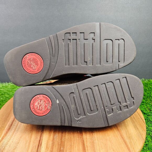 FitFlop Lulu Sandals Women's 9 Bronze Leather Comfort Cross Strap Slide Wedge - Picture 13 of 14